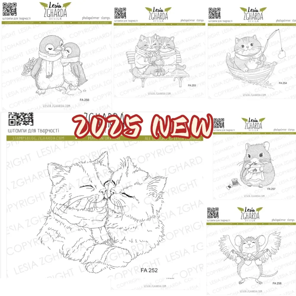 Heart Fishing Cat Penguins In Love Stamps Craft Embossing Make Paper Greeting Card Making Template Diy Handmade 2025 New