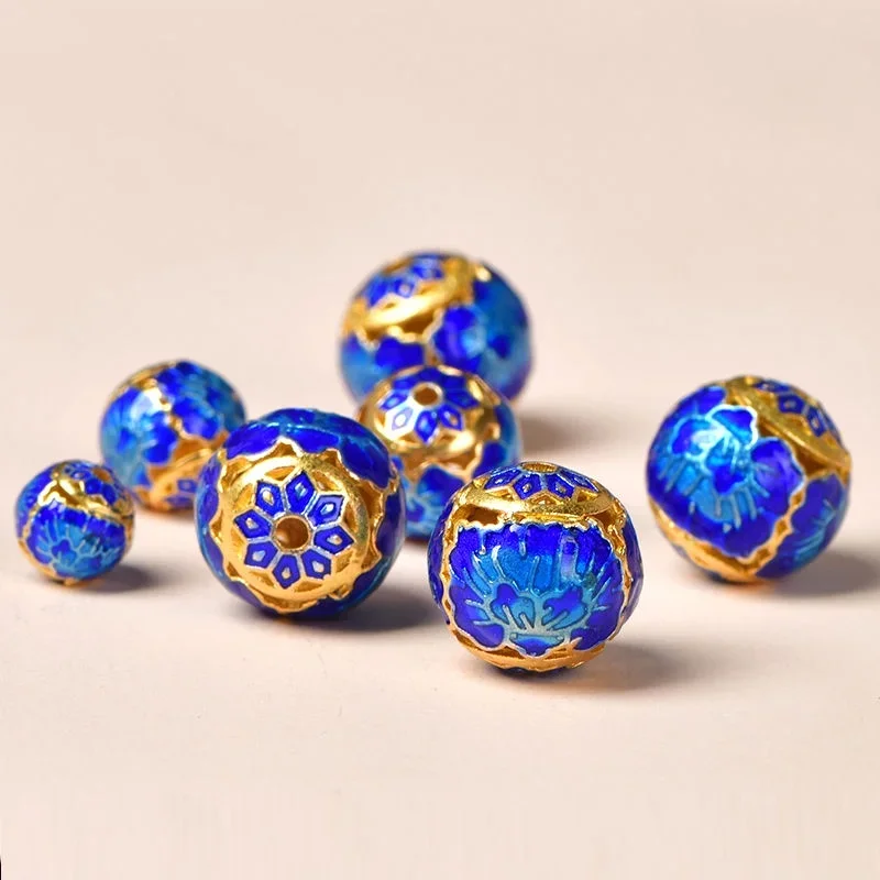 مصوغة بطريقة لوتس الخرز ، خبز الأزرق فاصل ، نازف النفط ، لون المينا ، حرق سوار يدوي الصنع ، قلادة الملحقات #4