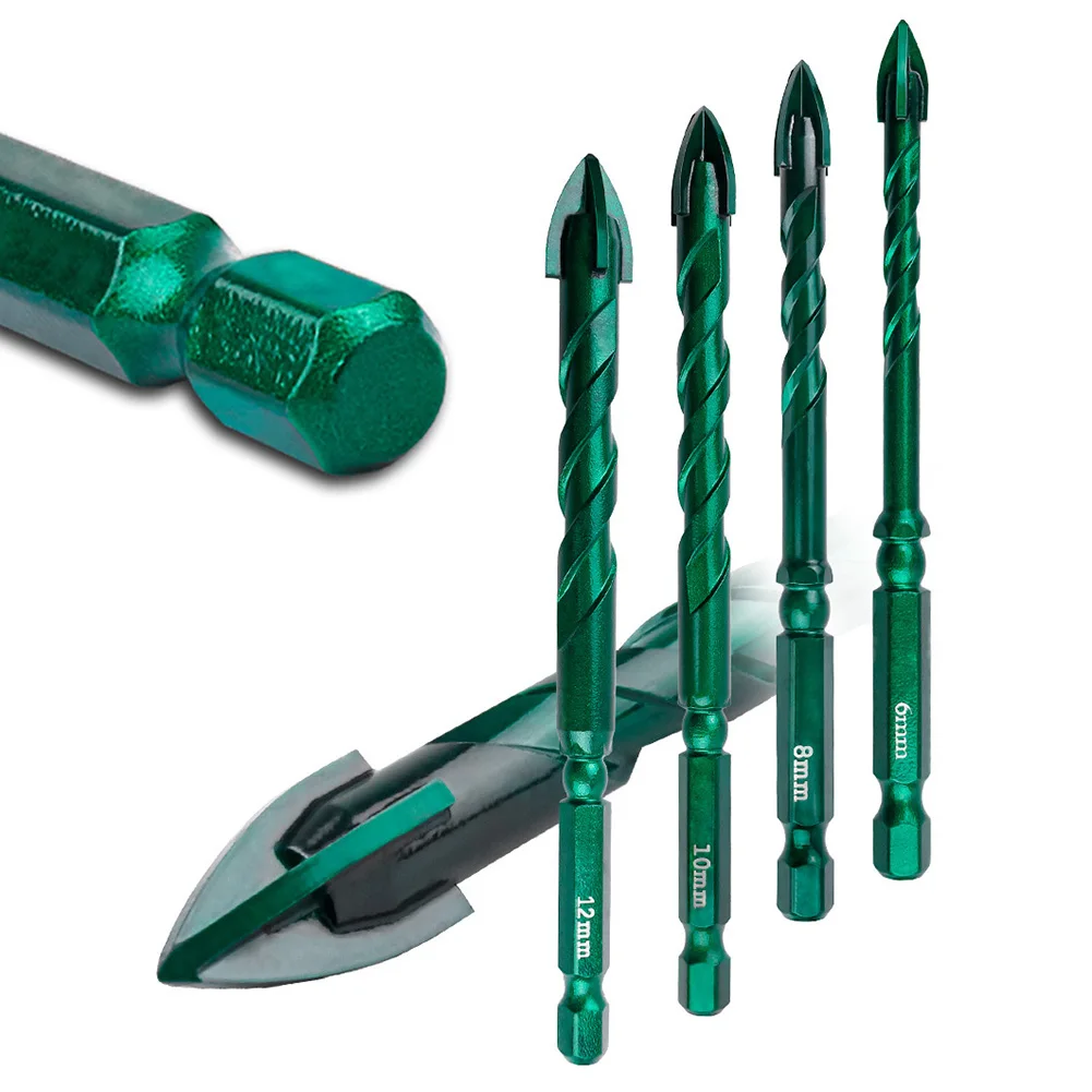 1/4pcs 6/8/10/12mm Carbide Triangle Drill Bit For Glass Marble Granite Tiles Brick Wall Wood Plastic Multi-function Drill Bit