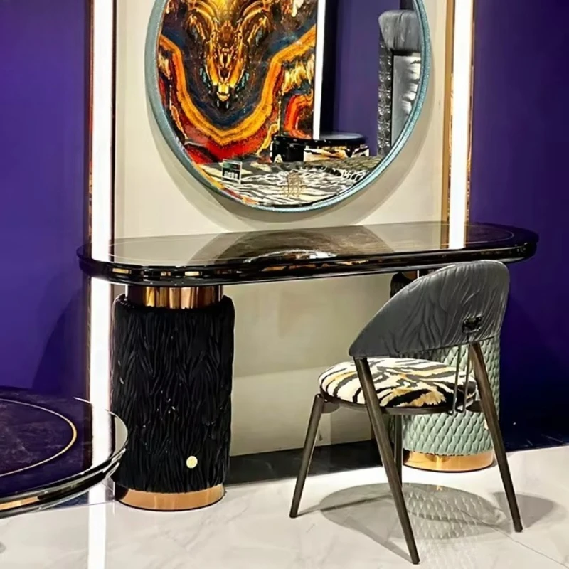 

Italian high-end dressing table luxury fashion design villa bedroom solid wood leather dressing table