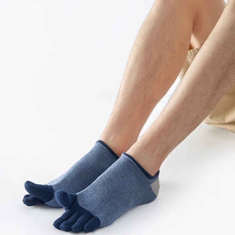 5 Pairs Invisible Toe Socks Summer Cotton Thin Sweat-Absorbing Patchwork Casual Breathable Deodorant 5 Finger Socks No Show