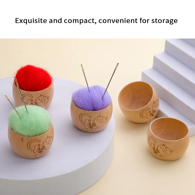 Positioning Needle Piercing Creative Wooden Storage Bowl Pin Bowl Boxed Storage Needle Artifact Ornament