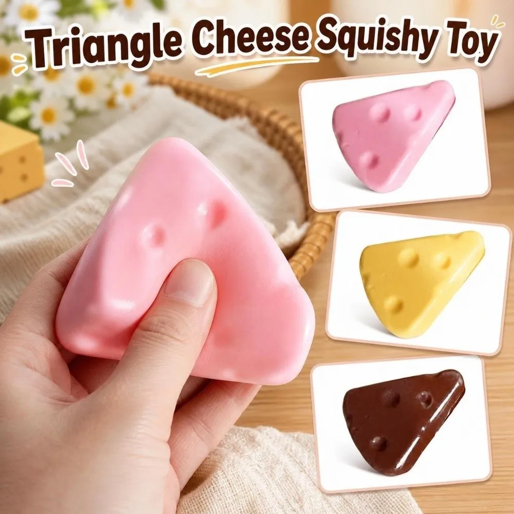 Triangle Cheese Squeezed Cube Realistic Super Soft Cheese Squishy Comfortable Elastic Slow Rebound Fidget Children's Gifts