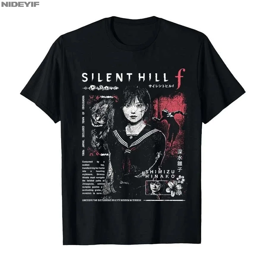 

Новинка 2025 года, футболка с графическим принтом для мужчин и женщин Silent Hill f Shimizu Hinako, модные футболки из 100% хлопка, топы с короткими рукавами P525
