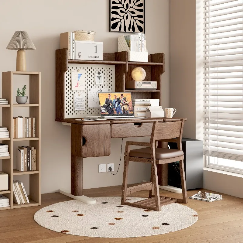 Lifting desk, children's study table, standing solid wood workbench
