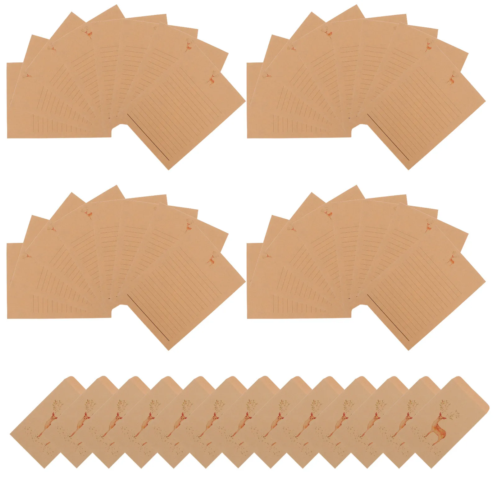

30Pcs Vintage Deer Stationery Set Retro Kraft Paper Envelopes and Lined Writing Paper for Love Letters Wedding Invitations