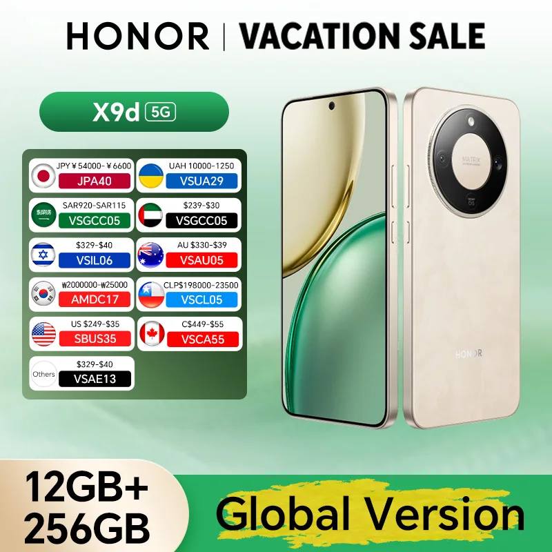 New Global Version HONOR X9d 12GB+256GB 5G Smartphone 6.79'' 120Hz AMOLED Screen 108MP AI Main Camera 8300 mAh 66W Supercharging
