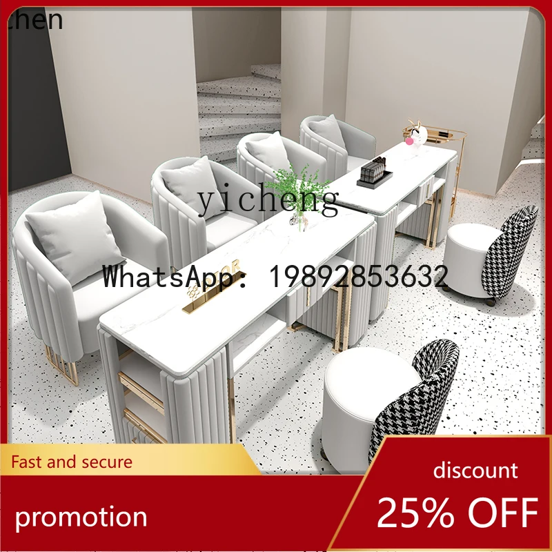 YFY  manicure table and chair cover combination vacuum cleaner manicure table beauty shop sofa table and chairs