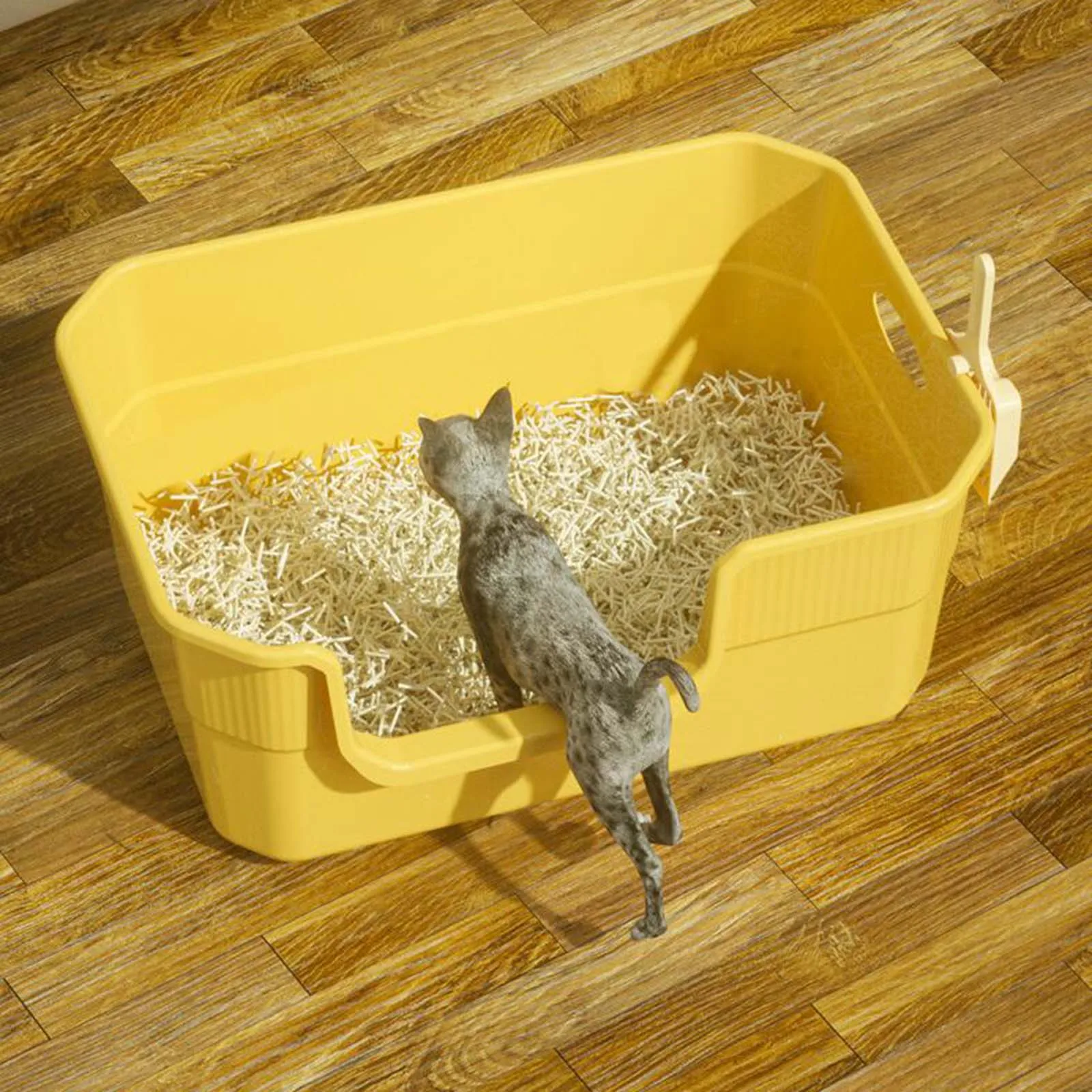 

Cat Litter Box Extra Large Splash-proof Cat Toilet Kitten PP Bathtub Cat Litter Box Open for Pet Supplies Cat Accessories