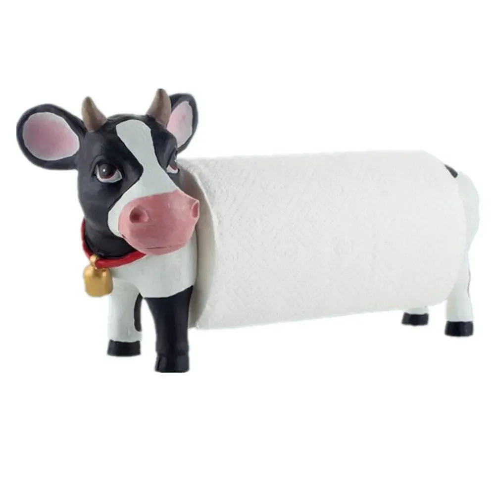 

Creative Drum Kitchen Paper Towel Holder, Cows Resin Hanging Toilet Paper Roll Holder