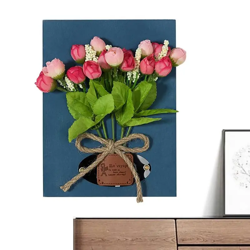 Framed 3D Floral Wall Art Flower Artificial In Wooden Frame 7.8 X 5.9in Artificial Wall Flower Indoor For Dining Room Wall