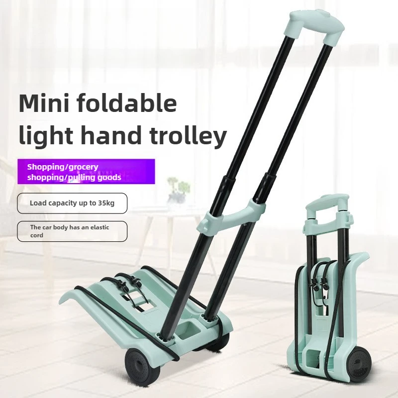 

Minimalist Household small cart folding pull goods handling trailer shopping cart luggage trolley