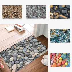 Gray River Stone Pebbles River Rock Doormat Non-slip Absorbent Bathroom Floor Mats Home Entrance Rugs Kitchen Carpet Footpad