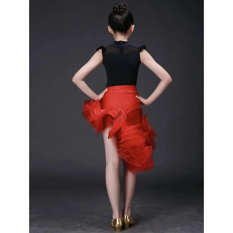 

Детское кружевное детское профессиональное платье для латинских танцев для девочек, юбка Flamengo, одежда для бальных танцев, сальса, танго, румба, самба ZXC46FFG5