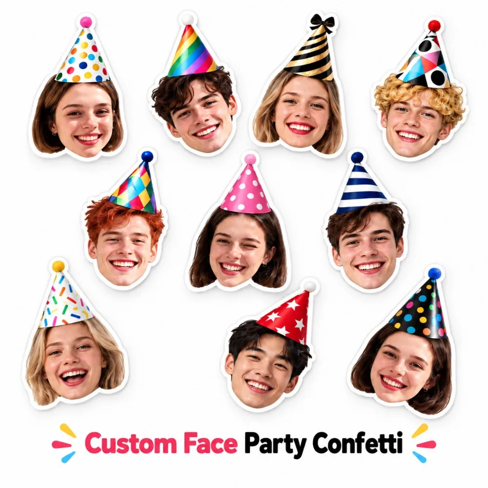 Custom Face Party Confetti Personalized Photo Cutouts Table Scatter Birthday Baby Shower Wedding Graduation Anniversary Decor