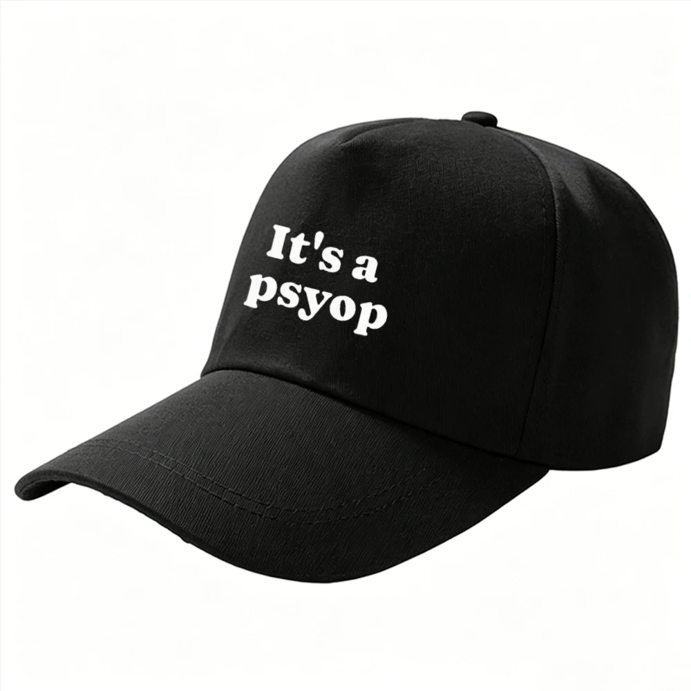 It's A Psyop Letter Slogan Print Baseball Cap Adjustable Dad Hat Unisex Outdoor Sun Hat Funny Text Statement Trucker Hat Trendy