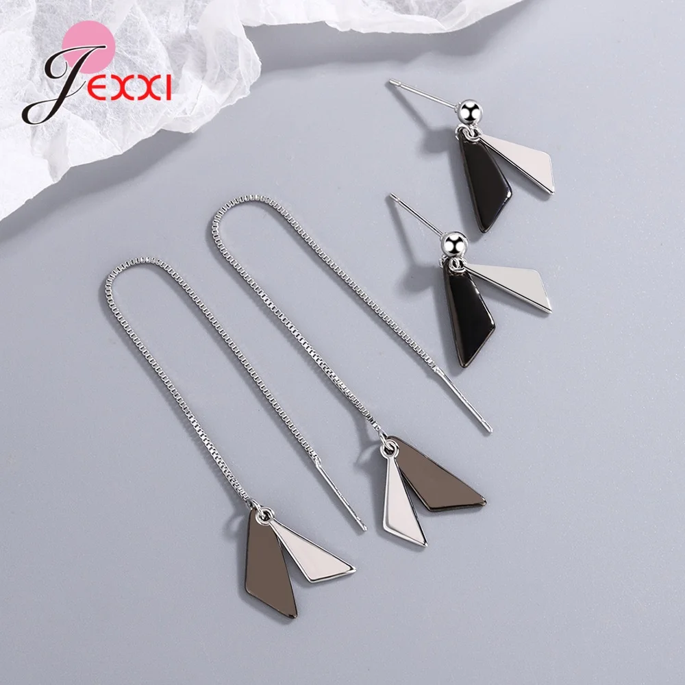 Korean Temperament Geometric Female Earrings 925 Sterling Silver Color Color Simple Fan Shaped Dance Skirt Simple Jewelry