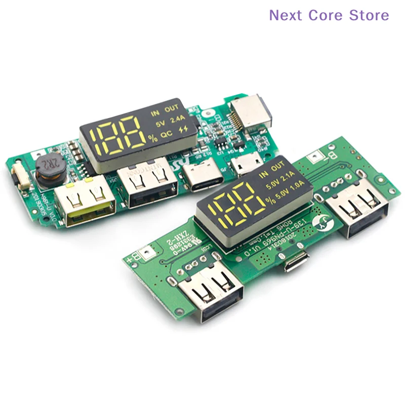 [NC]LED Dual USB 5V 2.4A Micro/Type-C USB Mobile Power Bank 18650 Charging Module Lithium Battery Charger Board[NC]