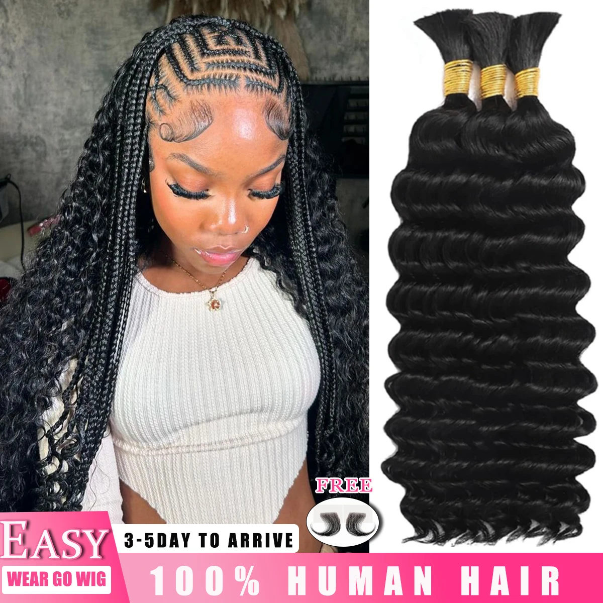 

Плетение натурального цвета, объемные человеческие волосы для плетения, настоящие человеческие волосы, бразильские вьющиеся волосы для косичек в стиле бохо, волосы класса 16А, 140 г