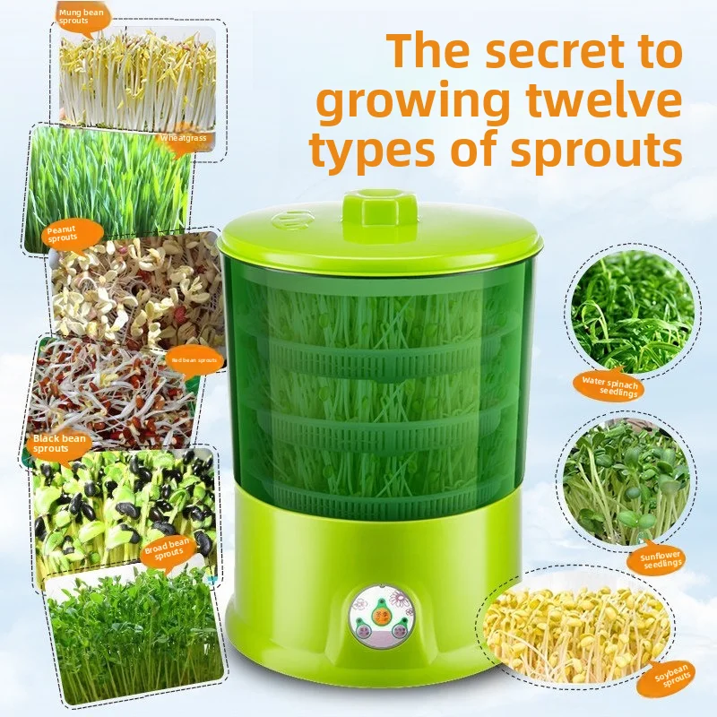 Automatic Bean Sprout Maker Machine Home Sprouter Kit for Mung Beans Grow Container Pot