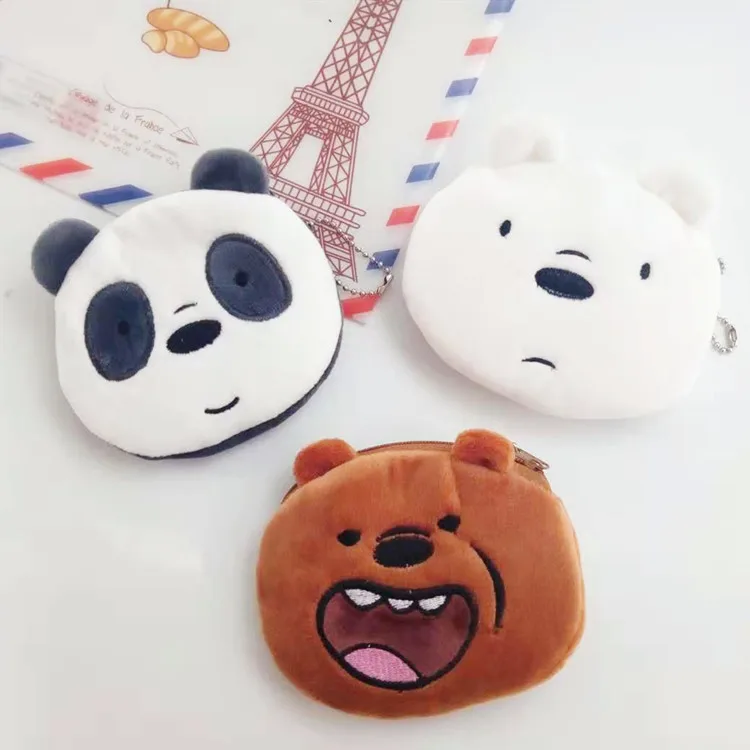 12 Pcs Cute Bear Panda Animal Plush Purse /Fashion Small Hand Wallet / Key Zipper Data Wire Storage Coin Bag/Pouch