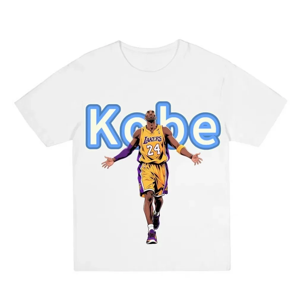 2026 Model American Cartoon-style Basketball Short-sleeved Comic-style Sports Star Print Pure Cotton T-shirt