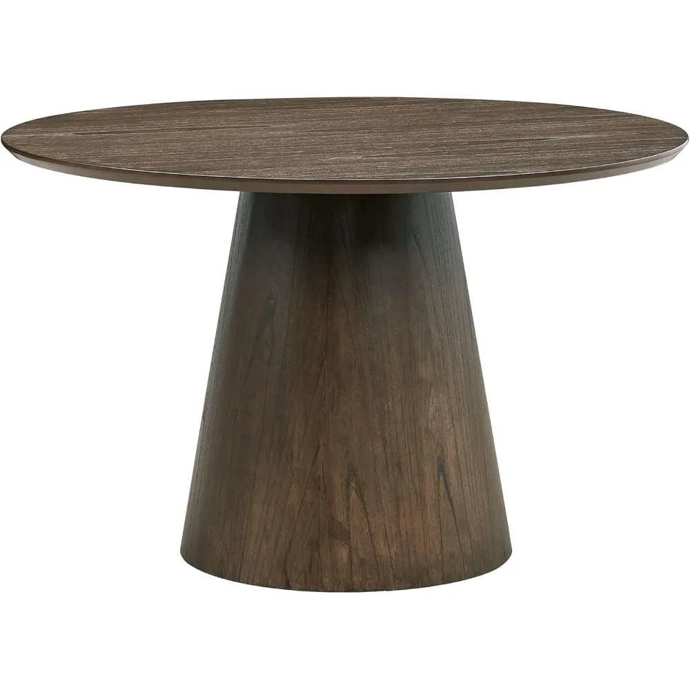 

Round Wood Dining Table for 4-6, 47-Inch Farmhouse Wooden Kitchen Table, Wood Dining Room Table with Round Base, Dinner Table f