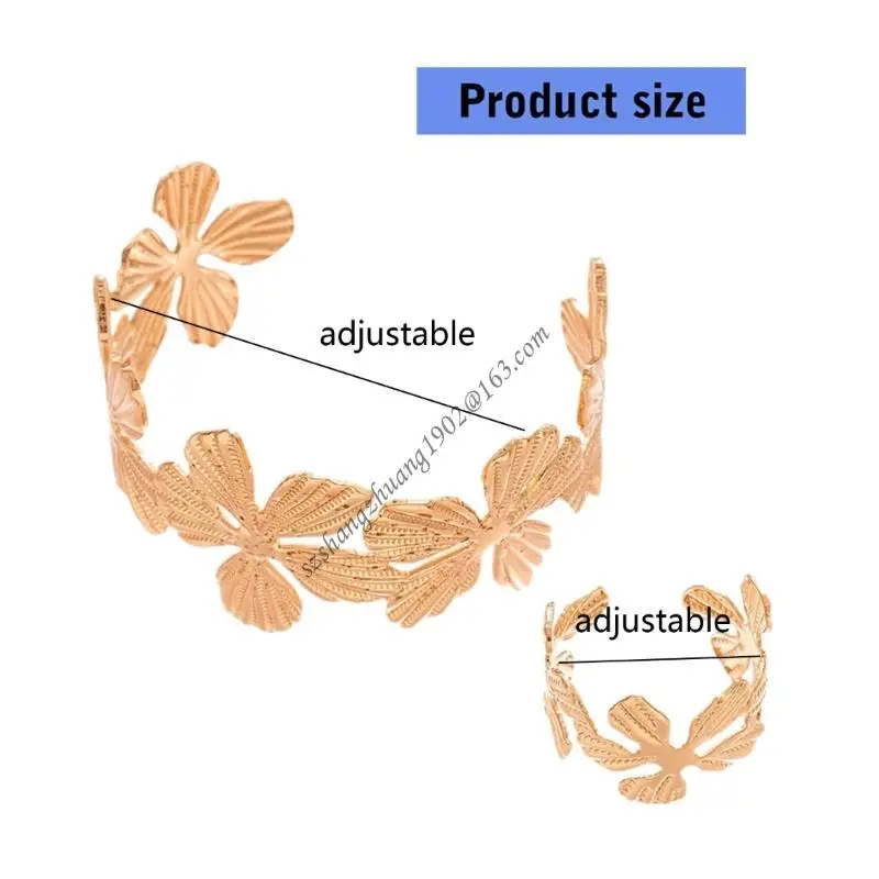 Q6RB 2PCS سوار زهرة قابل للتعديل وحلقات المطابقة مجموعة مجوهرات معدنية متينة #6