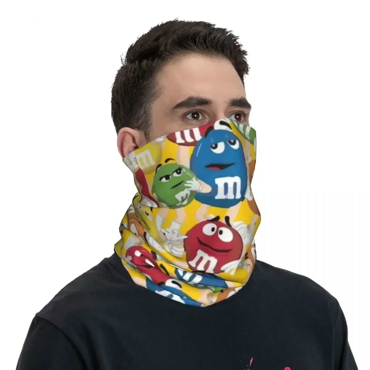 M e MS Candy Character Bandana Neck ghetta stampato Wrap Mask sciarpa WarmFaceMask escursionismo pesca Unisex adulto lavabile