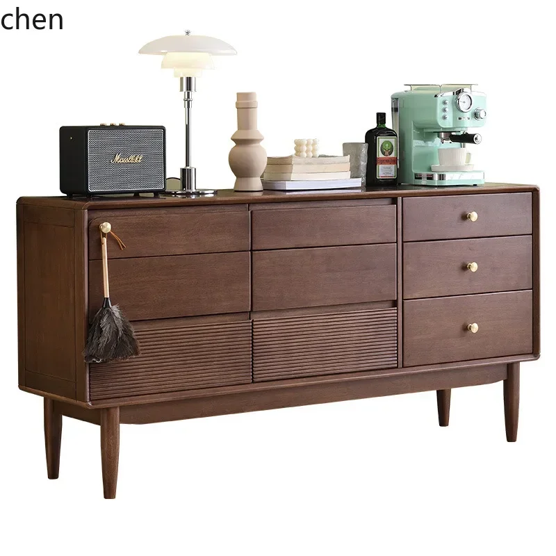 DSASolid Wood Nine-Drawer Cabinet Modern Simple Living Room Wall-Mounted Entryway Cabinet Bedroom Storage Cabinet