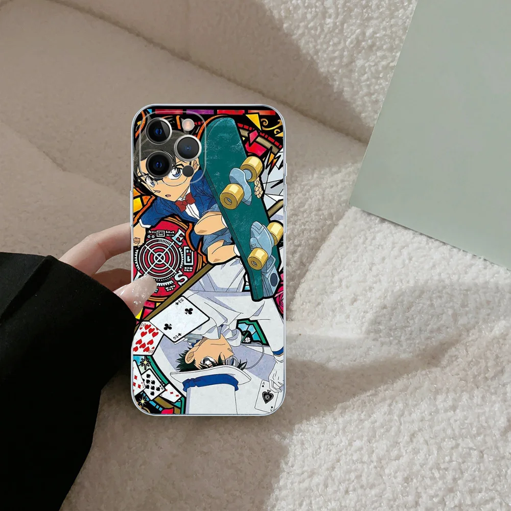 Japanese Cartoon D-Detective C-Conan Phone Case Silicone Soft For Iphone 16 15 14 13 12 11 Pro Mini XS MAX Plus X Cover