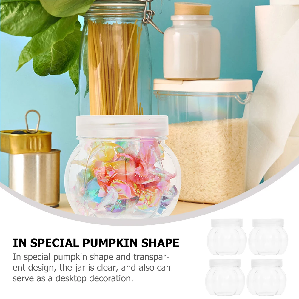 

20pcs Pumpkin Candy Jars 150ml PET Clear Storage Containers for Tea Coffee Snacks Home Supply Transparent Lid Sealed Design