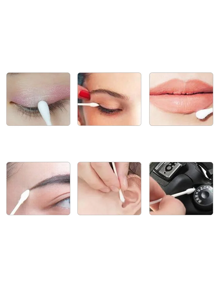 Tamponi di cotone usa e getta da 500 pezzi con doppia spirale e teste a punta in una scatola per la rimozione del trucco, la pulizia delle orecchie e altro ancora