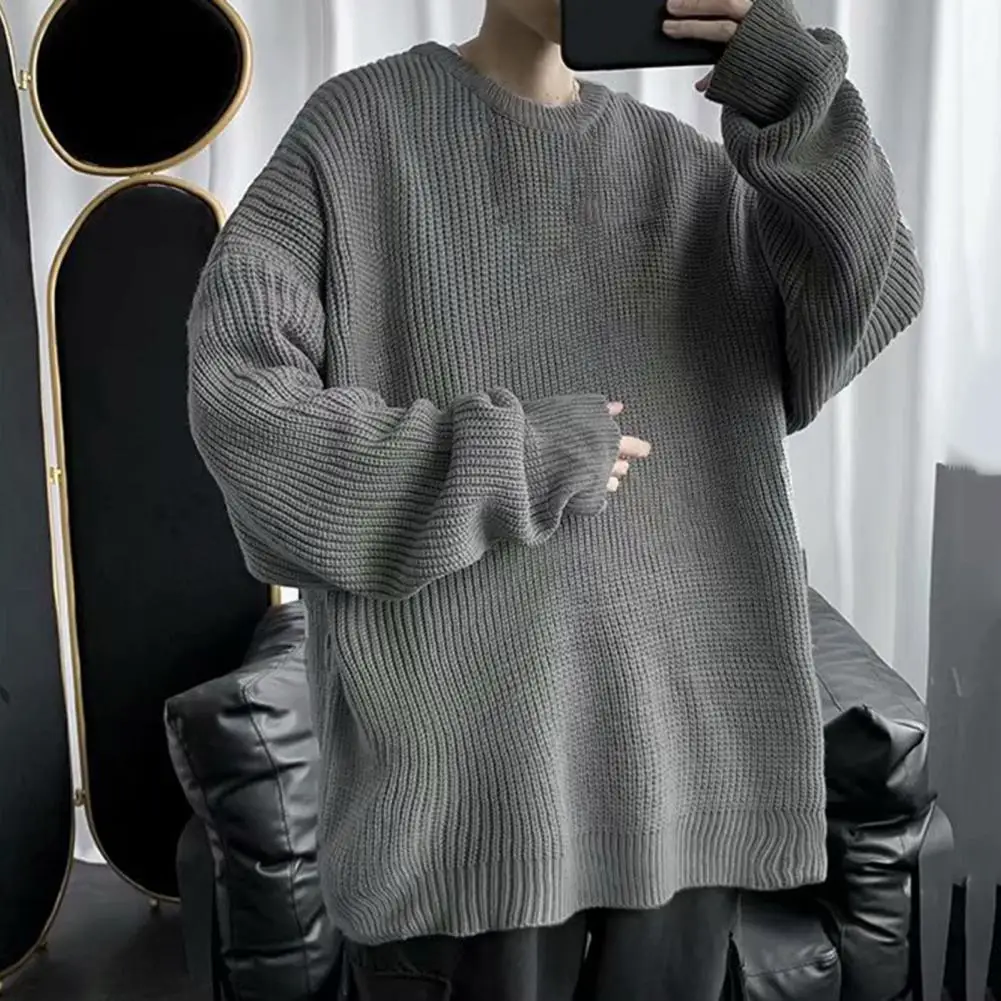 2022 Oversized Men Sweater Solid Color Korean Fashion Sweaters Young Style Solid Color Wool Sweaters Spring Autumn Men Pullovers