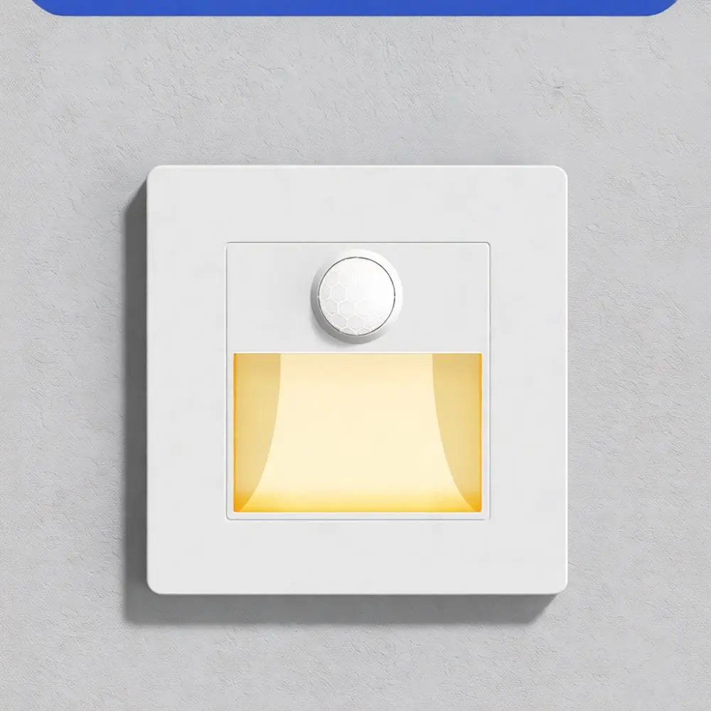 Modern Embedded Human Body Sensor Footlight 86 Panel Wall Lamp Staircase Aisle Bedroom Pathway Night Lighting Fixture