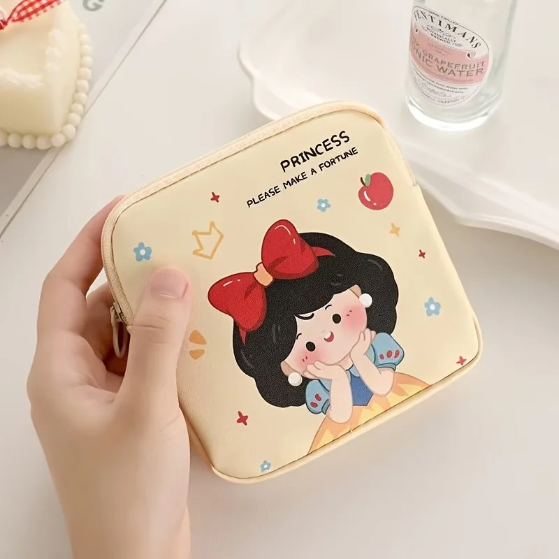 Disney Princess Makeup Bag Mini Cute Portable Washable Travel Cosmetic Pouch Sanitary Napkin Holder for Women Gift Idea
