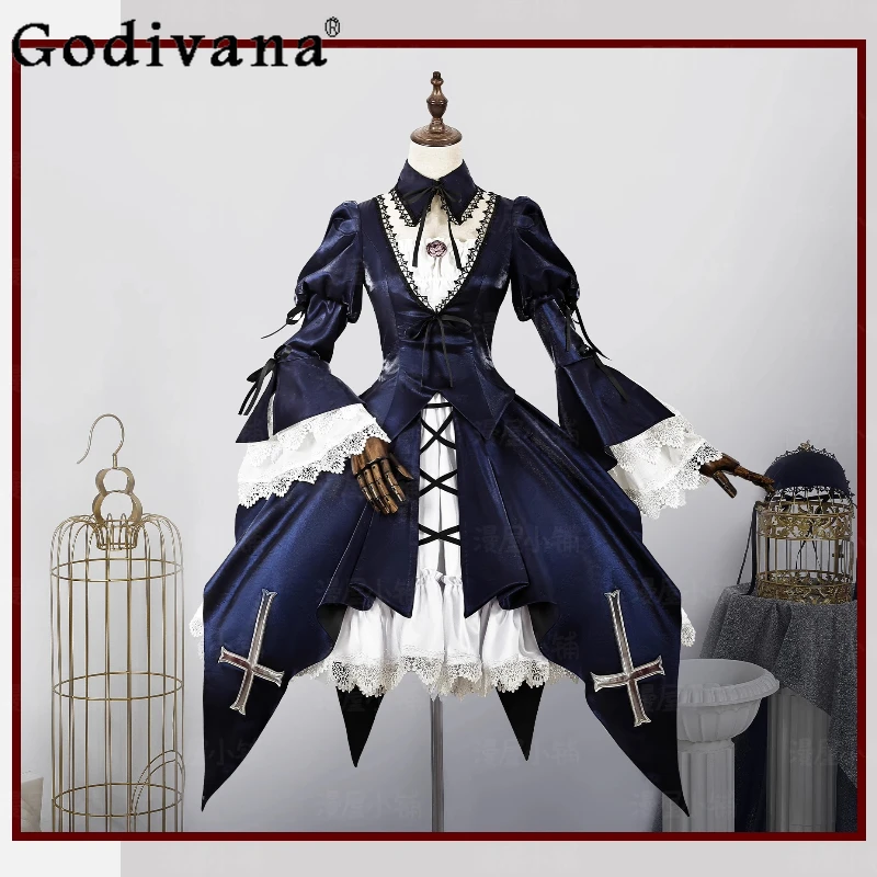Goth Style Women's Cos Skirt Set Lolita Sweet Cute Anime Cosplay Costume Female Uniform Carnival Party Skirt Outfits