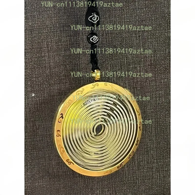 Double Layer Pendant Multi‑Wave Oscillation Energy Shield Ring Brass Material