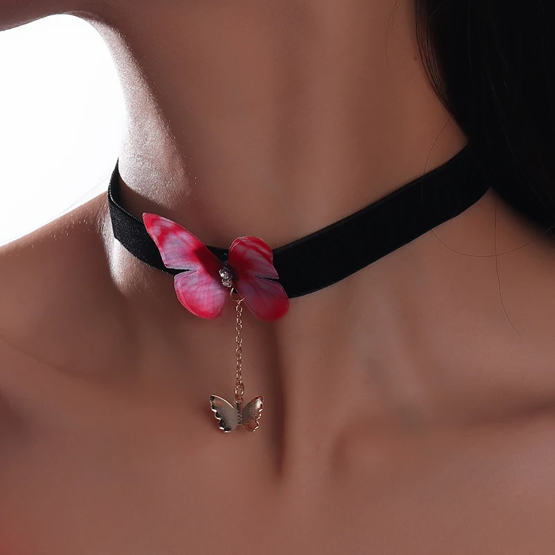 Aihua Heißer Verkauf Nettes Mädchen Schwarz Samt Spitze Schmetterling Blume Choker Halskette Sexy Loli JK Student Schlüsselbein Hals Kette Schmuck – Detail 35