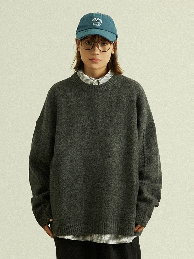 

GoodNorth ex Loose Fit round Ne Knitwear Autumn Winter Street Sle Versatile Color Base Layer Sweater