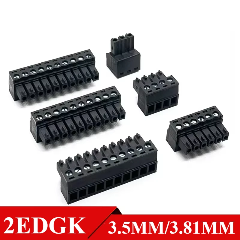 5/10/30Pcs/lot 2EDGK 3.5mm Plug in PCB Terminal Block 15EDGK 3.5MM/ 3.81MM Pitch Connector Black wire connectors cable