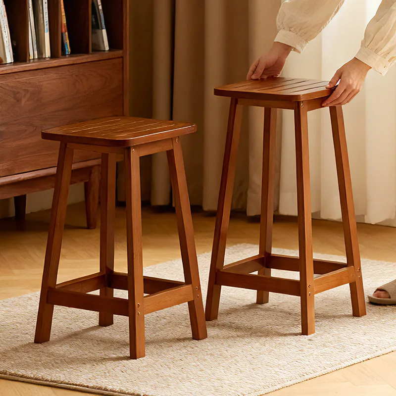 

Modern simple solid wood bar chair bar stool bar chair bar chair high stool ladder stool home milk tea shop European chair
