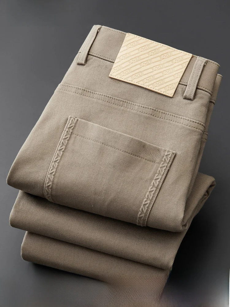 

Soft Combed Cotton Men's Casual Pants Autumn Winter Straight Leg Slim Fit High End Long Trousers Youthful Sle