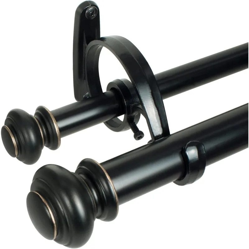 

Urn Telescoping Double Drapery Rod Set, 72-144", Antique Bronze