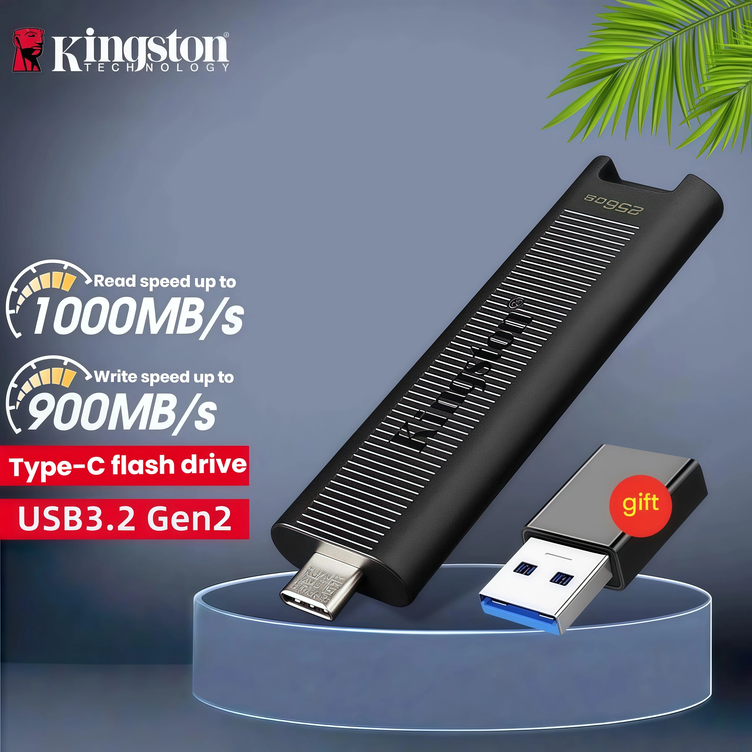 Pen drive Kingston SSD U, memória externa USB de alta velocidade, tipo C, USB 3.2, 1000MB/s, 256GB, 512GB, 1TB para iPhone.