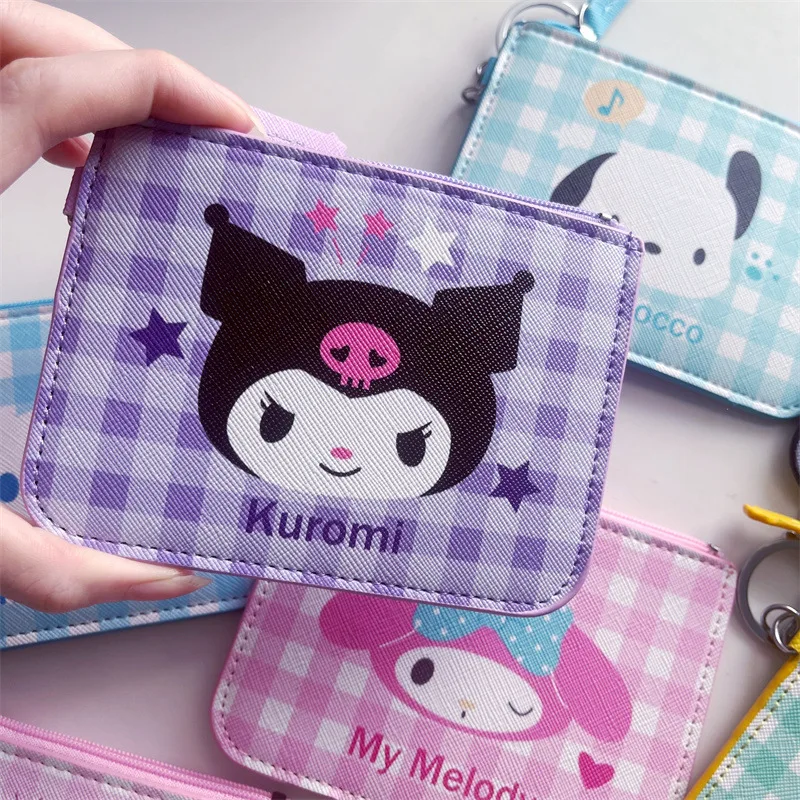 Cartoon Kawaii Sanrio Multifunctional Storage Bag Kurumi Cinnamoroll Dog Purse Card Set Coin Purse with Key Chain Pendant