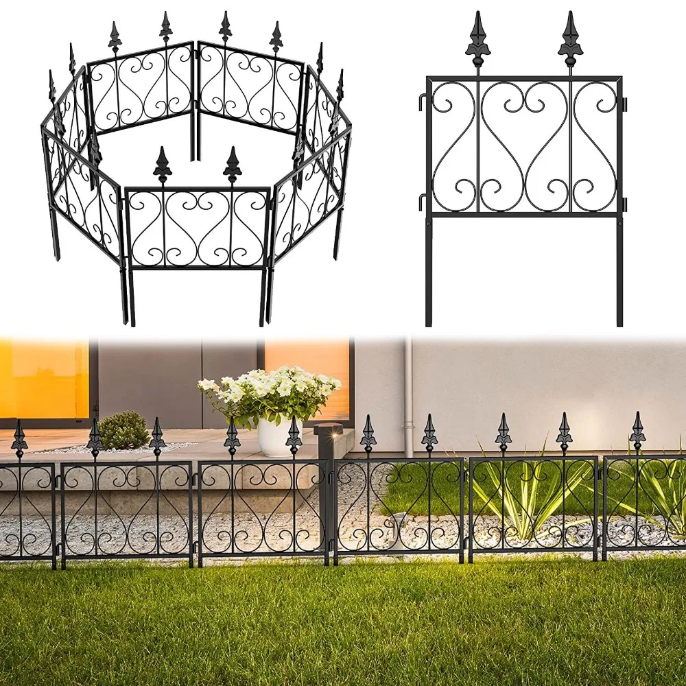 

7 Pack Garden Fence Rustproof Metal Animal Barrier Fence Landscape Decor Border