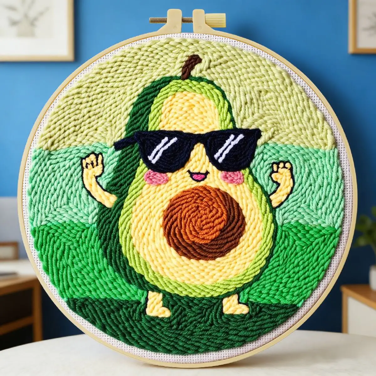20X20CM/7,87 Zoll Pflanze - Avocado Punch-Nadel-Stickerei-Set, Stickerei-Kit, Gestrickte Stickerei, DIY Handgemachtes Geschenk – Detail 6
