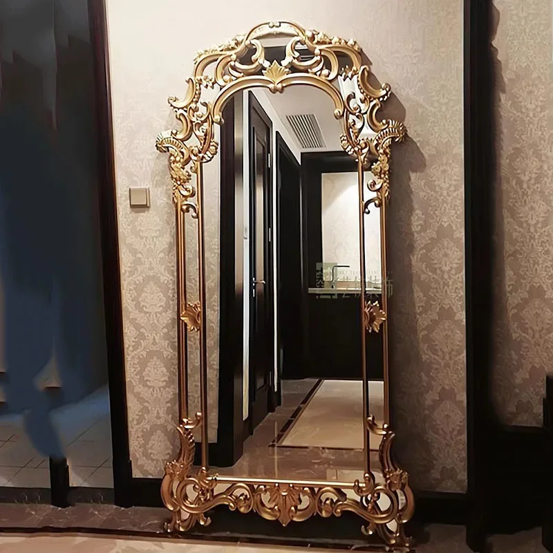 Art Aesthetic Mirror Luxury Vintage Standing Vanity Mirrors Full Body Oversized Espejo Cuerpo Entero Living Room Decoration