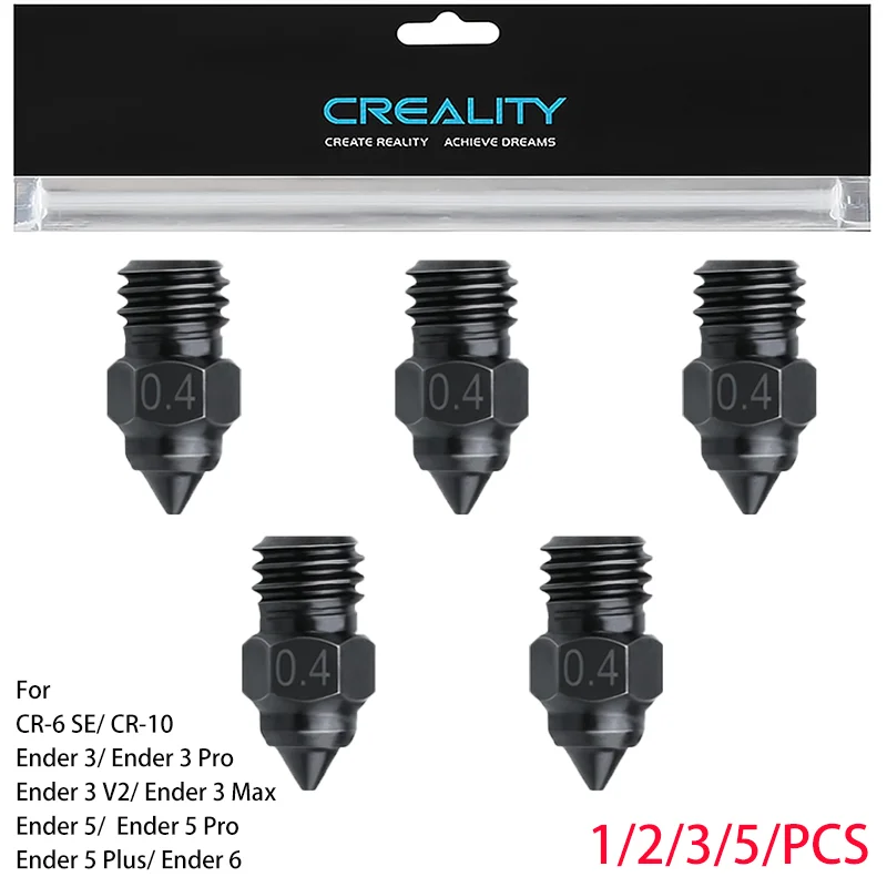 Official Creality Highend Hardened Steel MK8 Nozzles CR6 SE Nozzles,for Ender3 S1 Sprite Extruder Pro/Ender3 V2/Pro/Neo Series
